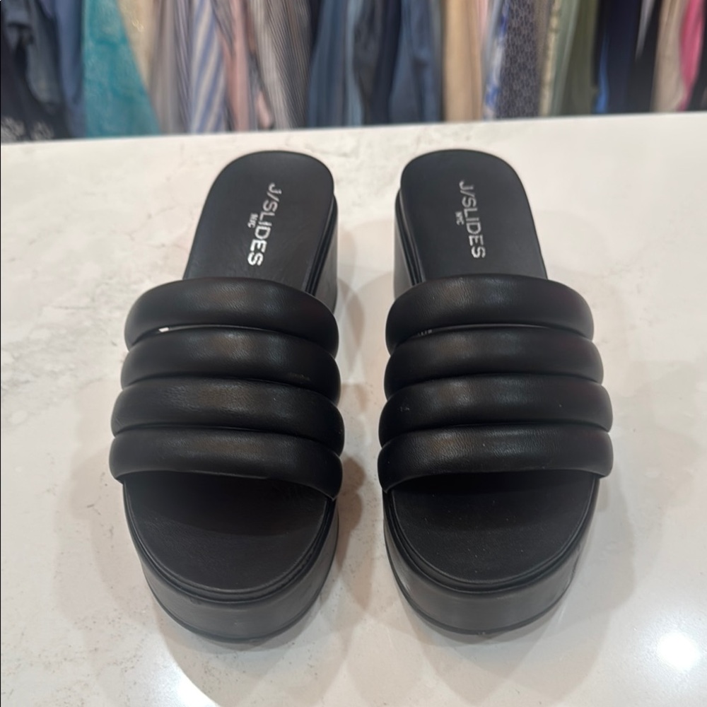 J/SLIDES Black Mules with Minimalist Design